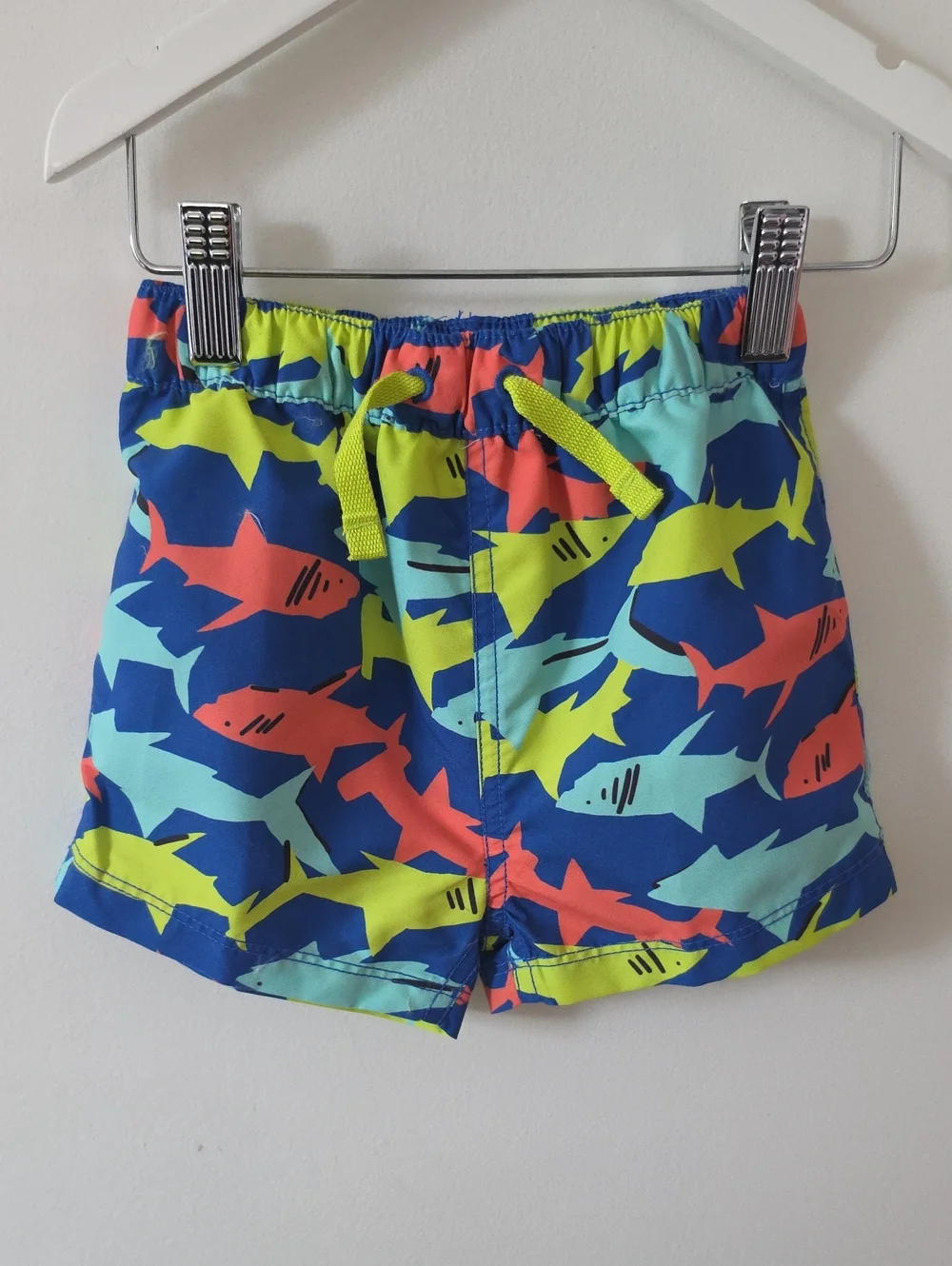 Hanna Andersson Neon Lime Rashguard & Shark Swim Shorts Set 18-24 Months